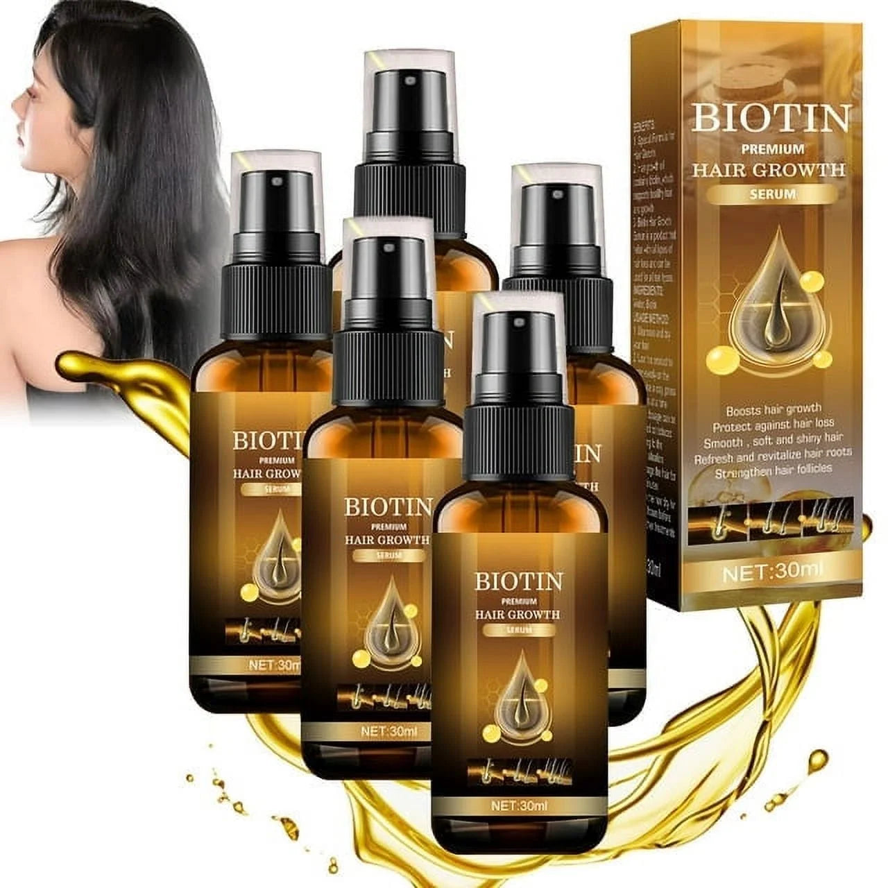 Biotin Hair Growth Spray, Biotin Hair Growth Serum, Biotin Thickening Herbal Serum, anti Hair Loss Serum for Women Men Hair Growth and Hair Loss