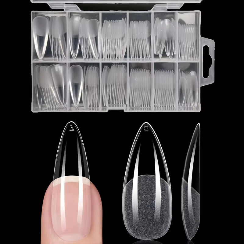 Transform Your Nails with Our 120-Piece Long Round Fake Nails Set - Pre-Made Semi-Matte Glue Tips for Stunning Full Coverage in 12 Sizes!