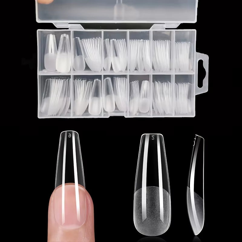Transform Your Nails with Our 120-Piece Long Round Fake Nails Set - Pre-Made Semi-Matte Glue Tips for Stunning Full Coverage in 12 Sizes!