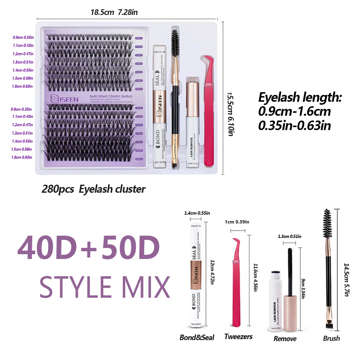 Elevate Your Look with Our DIY Lash Extension Kit – Mix Styles of Lash Clusters, Bond & Seal Remover, Tweezers, and Lash Brush for Flawless Self-Application!