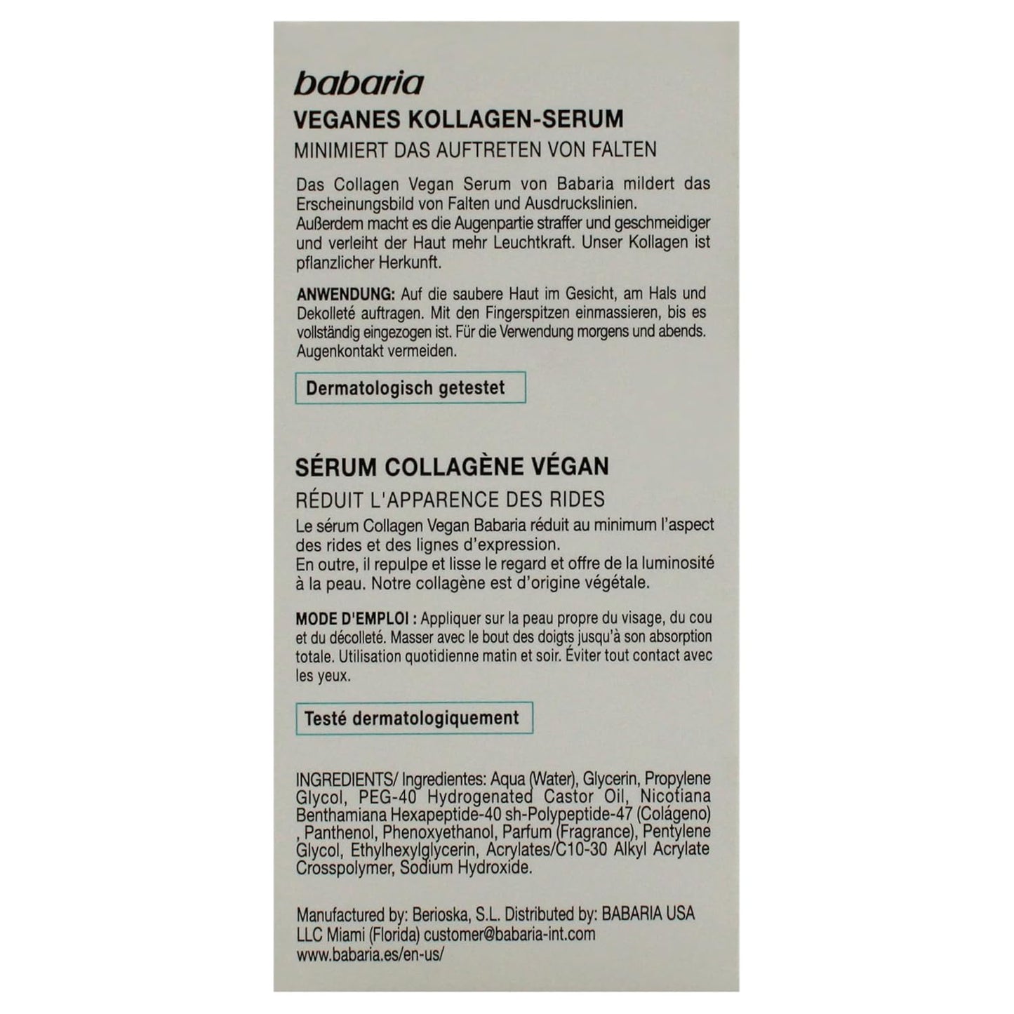 Revitalize Your Skin with Babaria's Collagen Vegan Serum - Nature's Anti-Aging Solution for Firmness and Elasticity - 1 Oz