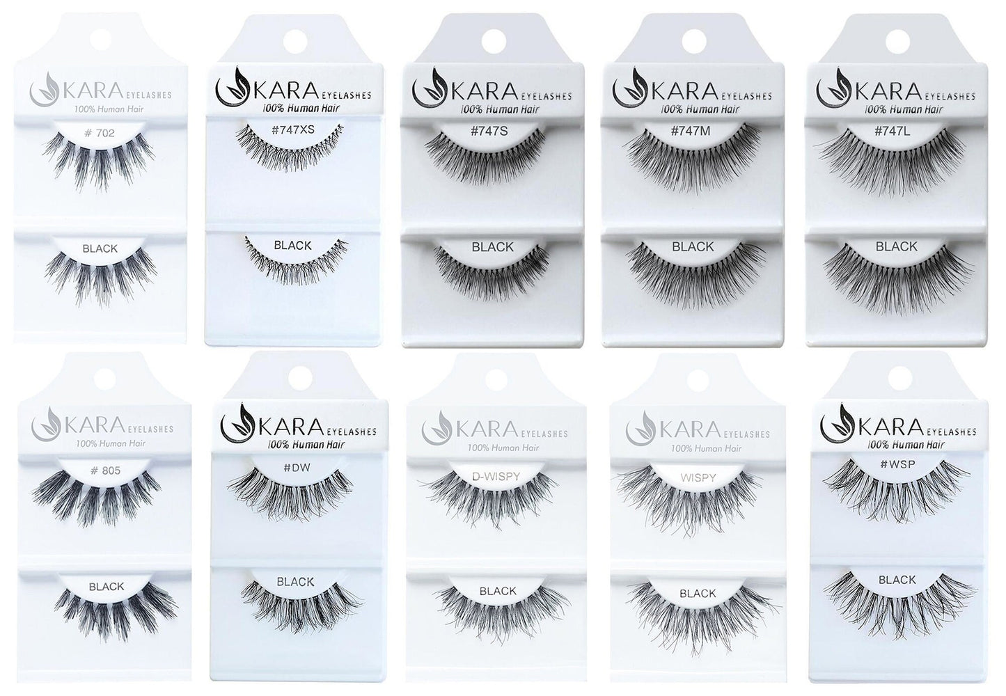 Elevate Your Look with 6 or 12 Pairs of Luxurious Kara Beauty 100% Human Hair False Eyelashes