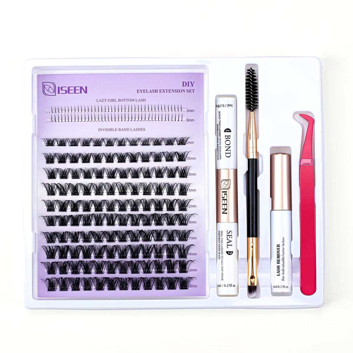 Elevate Your Look with Our DIY Lash Extension Kit – Mix Styles of Lash Clusters, Bond & Seal Remover, Tweezers, and Lash Brush for Flawless Self-Application!