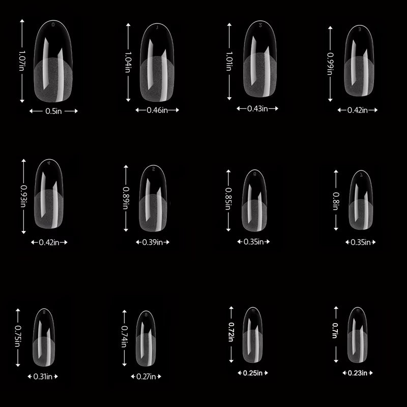 Transform Your Nails with Our 120-Piece Long Round Fake Nails Set - Pre-Made Semi-Matte Glue Tips for Stunning Full Coverage in 12 Sizes!