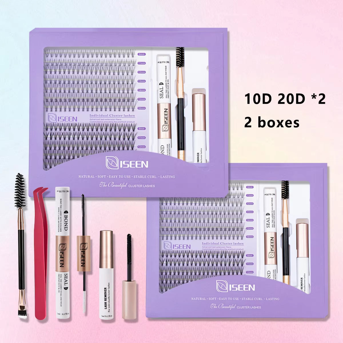 Elevate Your Look with Our DIY Lash Extension Kit – Mix Styles of Lash Clusters, Bond & Seal Remover, Tweezers, and Lash Brush for Flawless Self-Application!