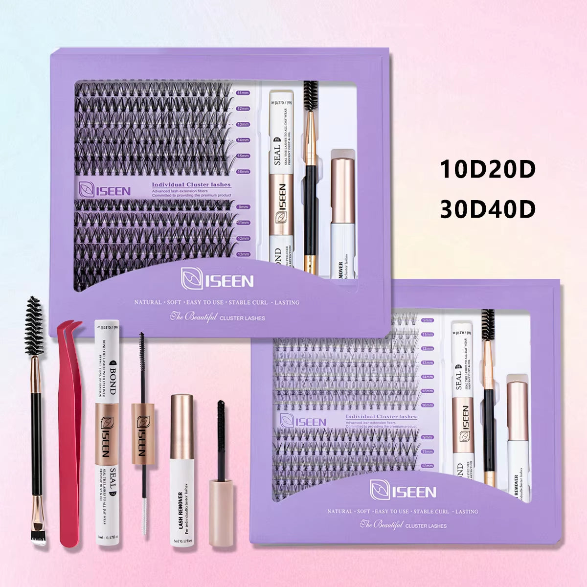 Elevate Your Look with Our DIY Lash Extension Kit – Mix Styles of Lash Clusters, Bond & Seal Remover, Tweezers, and Lash Brush for Flawless Self-Application!
