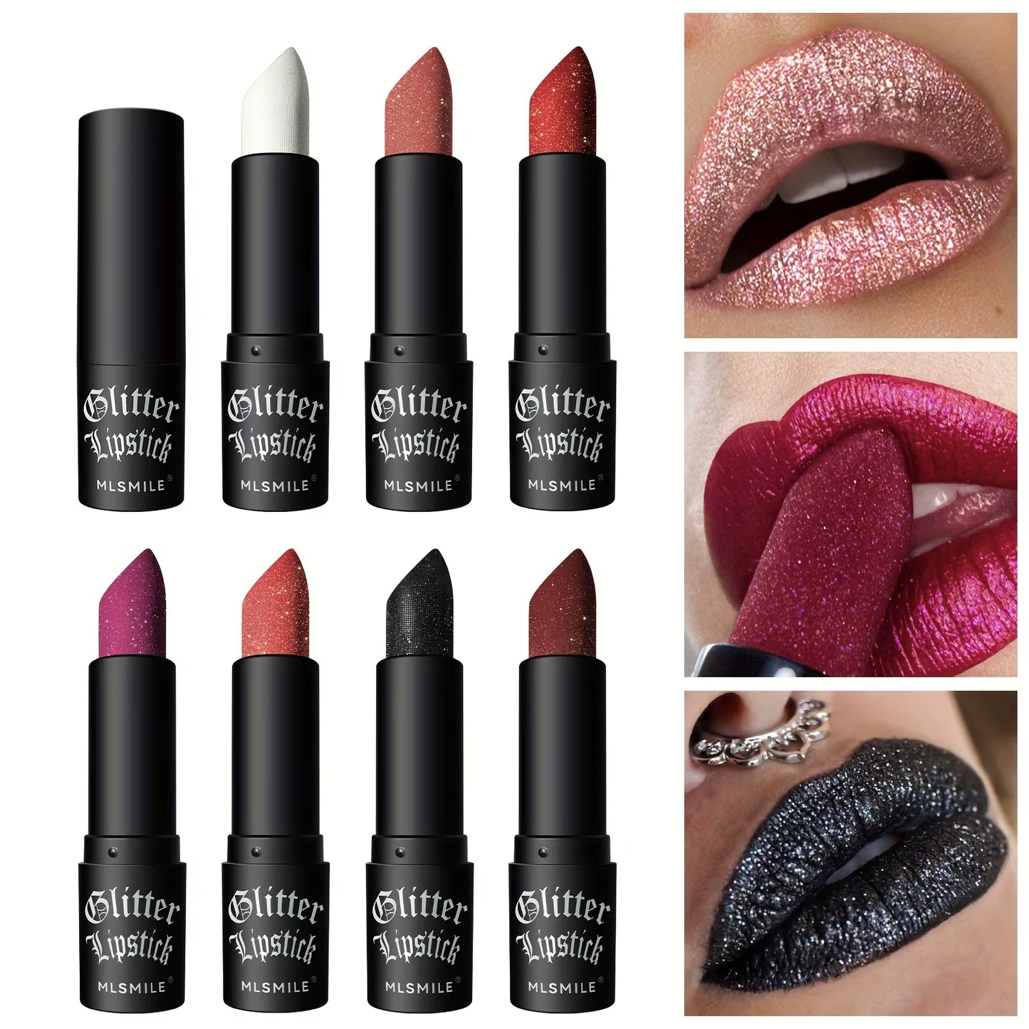Illuminate Your Lips with Our 7 Colors Glitter Lipstick - Hydrating, Sparkling Shine for a Stunning Metallic Finish!
