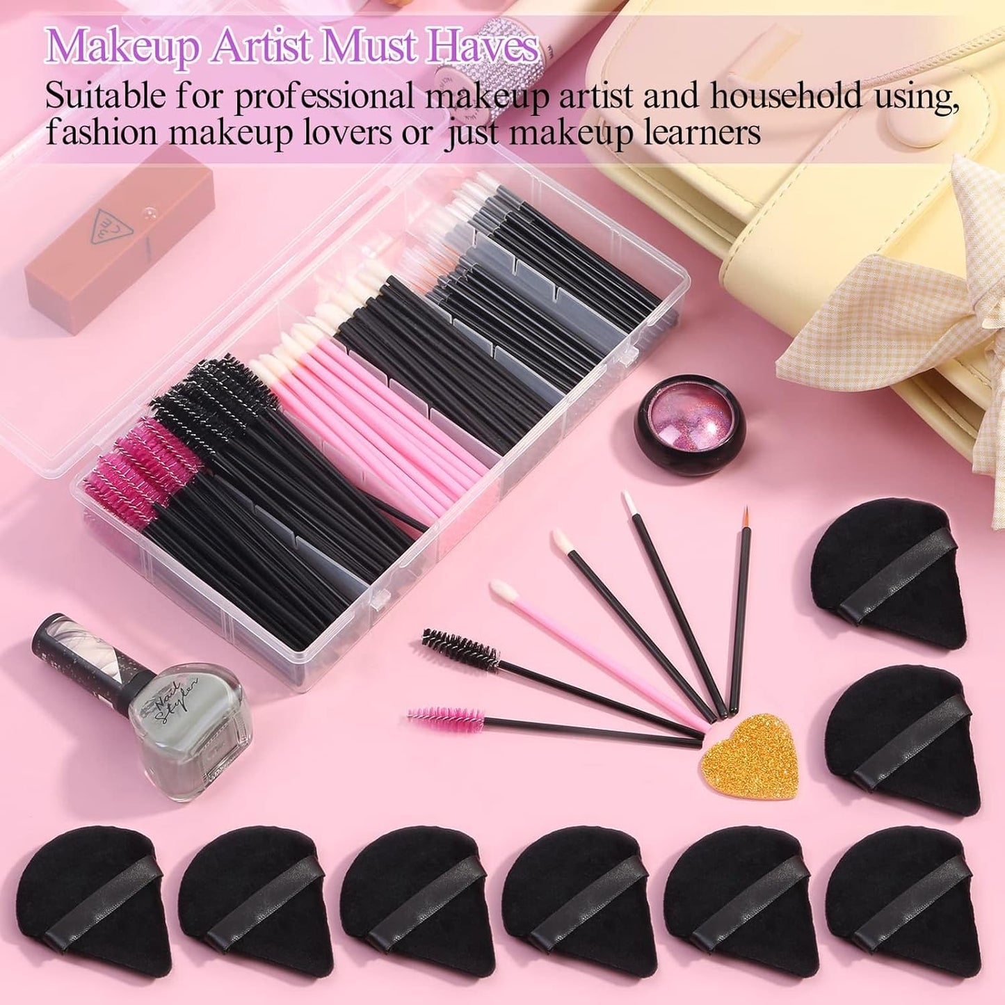 Ultimate 248-Piece Disposable Makeup Applicator Kit: Triangle Puffs, Mascara Wands, and Lip Brushes for Flawless Beauty Application