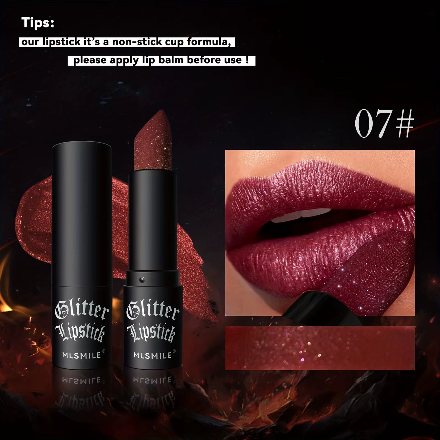 Illuminate Your Lips with Our 7 Colors Glitter Lipstick - Hydrating, Sparkling Shine for a Stunning Metallic Finish!