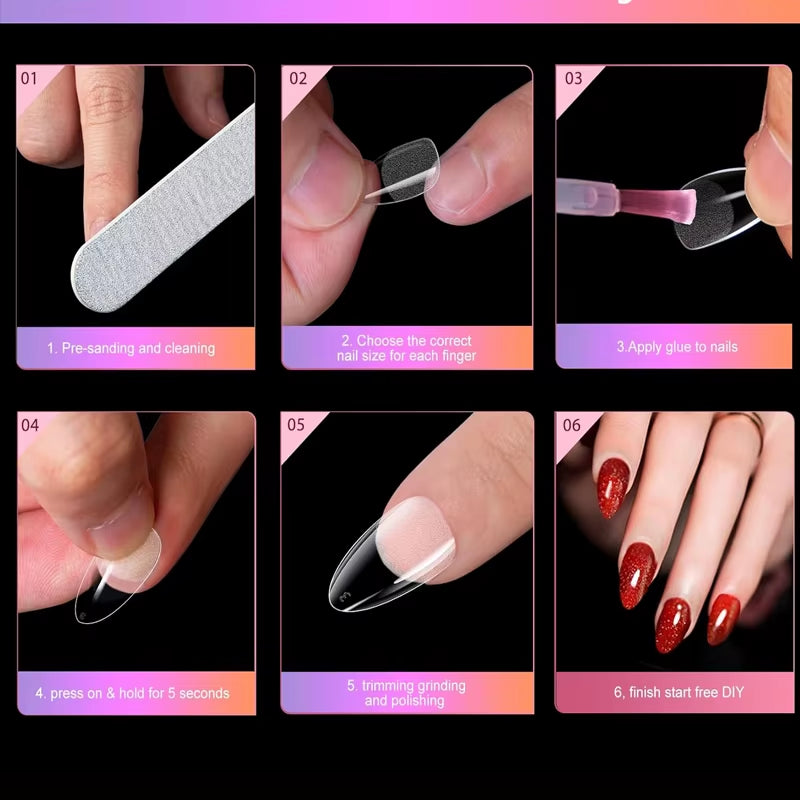 Transform Your Nails with Our 120-Piece Long Round Fake Nails Set - Pre-Made Semi-Matte Glue Tips for Stunning Full Coverage in 12 Sizes!