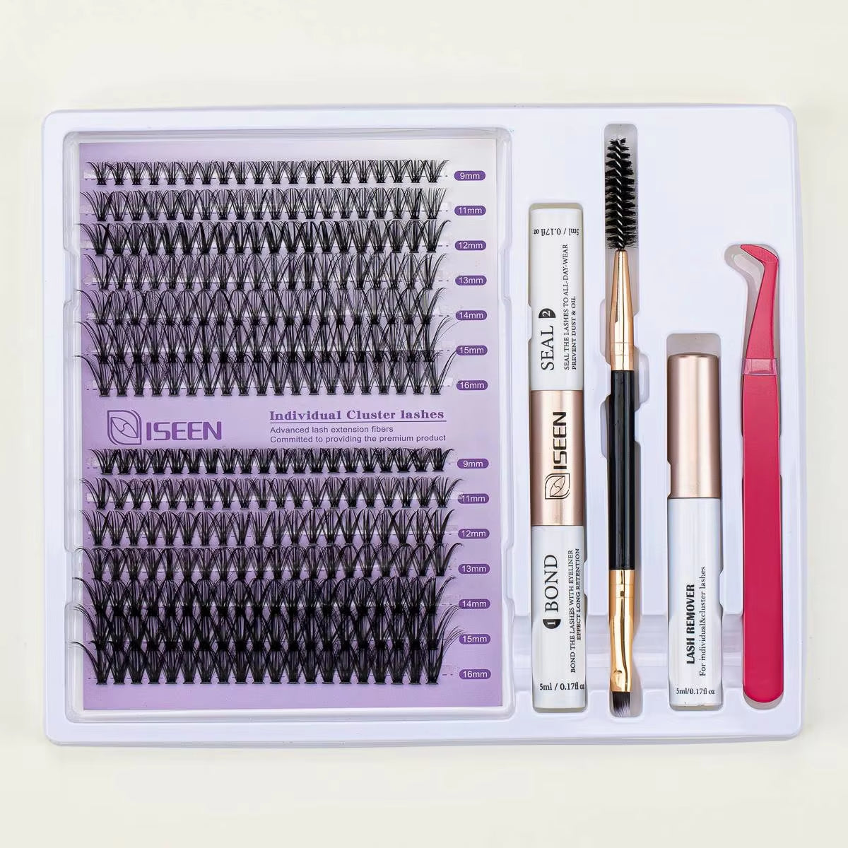 Elevate Your Look with Our DIY Lash Extension Kit – Mix Styles of Lash Clusters, Bond & Seal Remover, Tweezers, and Lash Brush for Flawless Self-Application!
