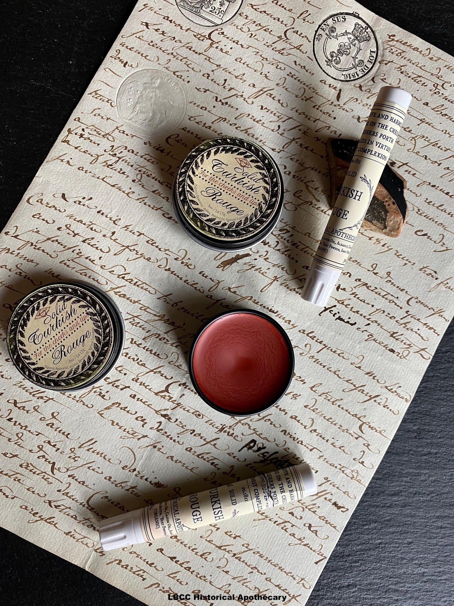 Vintage Makeup Historically Inspired 1740-1810 Solid Turkish Rouge Lip & Cheek Tint Cream Blush Vintage Lip Tint Natural Makeup