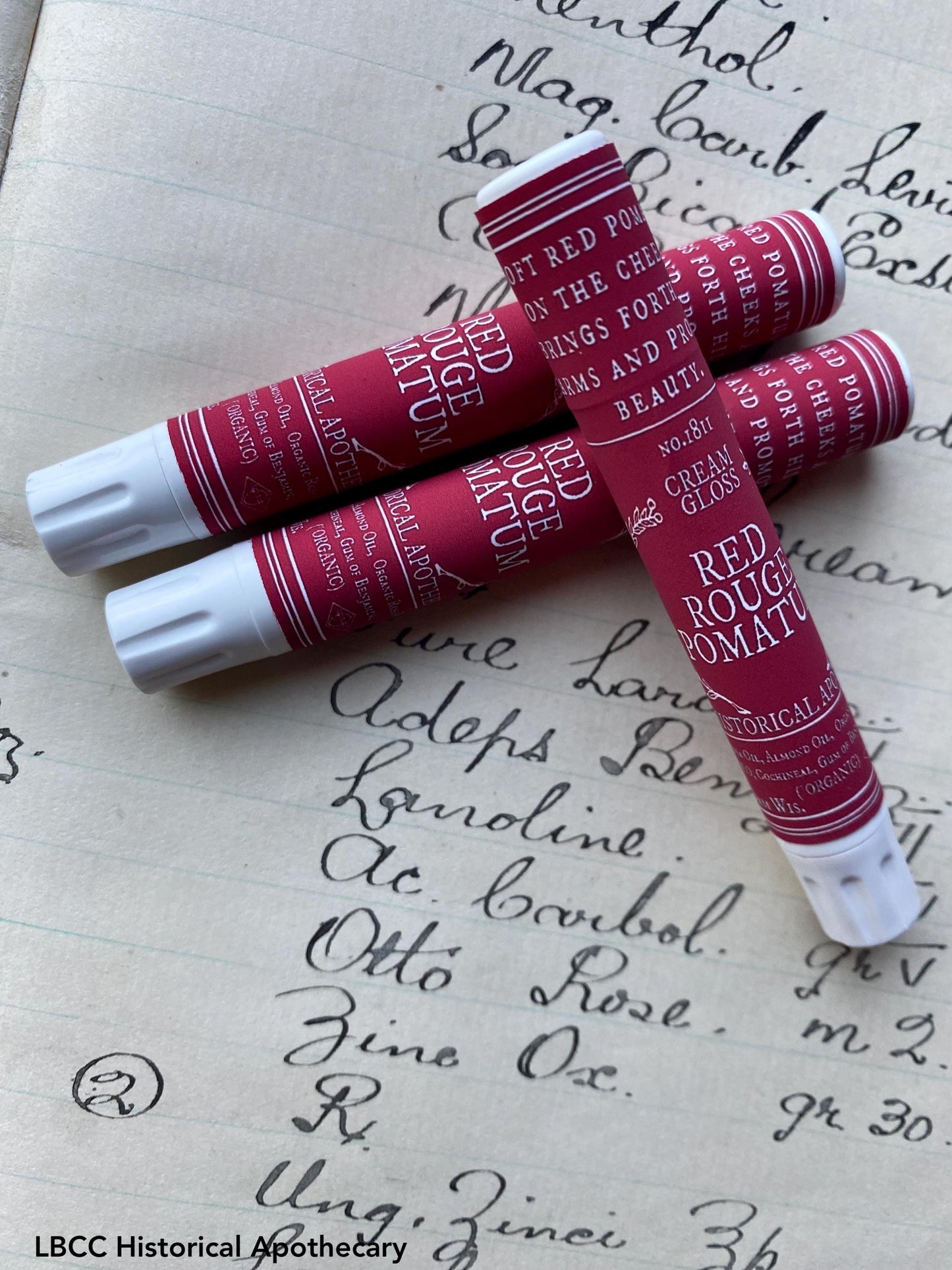 1811 Red Rouge Pomatum Red Cream Lip Tint Lip Gloss Cream Blush- Jane Austen Lipstick, Liptint Red Lip Red Blush Gift