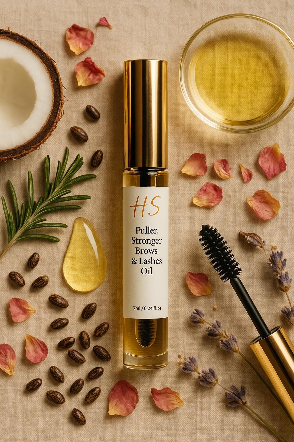 Transform Your Look with Our Organic Natural Lash & Brow Growth Serum – Enriched with Castor, Jojoba, and Argan Oil for Longer Lashes and Fuller Brows