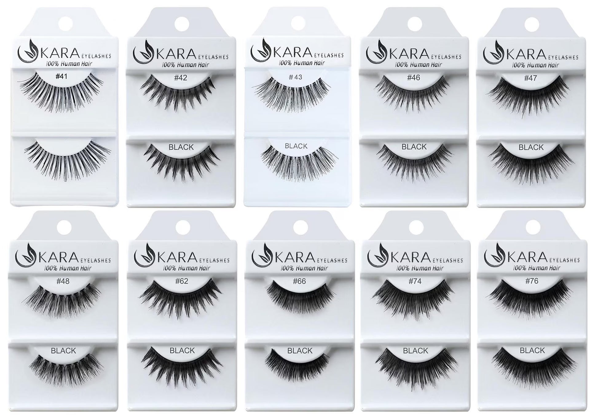 Elevate Your Look with 6 or 12 Pairs of Luxurious Kara Beauty 100% Human Hair False Eyelashes