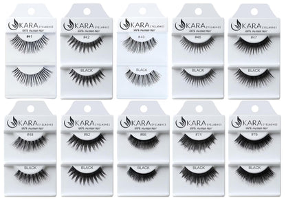 Elevate Your Look with 6 or 12 Pairs of Luxurious Kara Beauty 100% Human Hair False Eyelashes