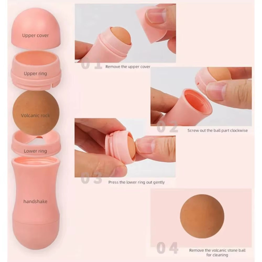 Matteglow™ Volcanic Oil-Absorbing Roller – 2-Ball Reusable Face Tool for Shine-Free, Fresh Skin Anytime