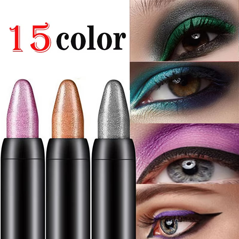 15-Color Waterproof Glitter Eyeshadow & Eyeliner Stick Set