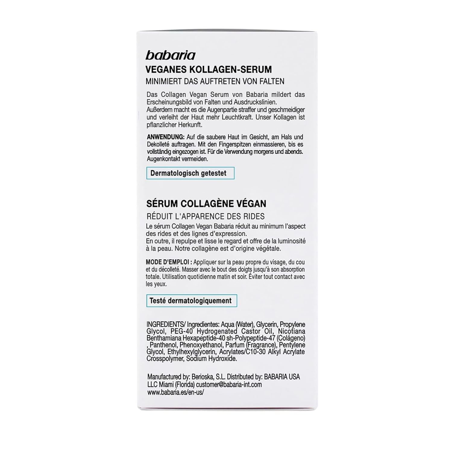 Revitalize Your Skin with Babaria's Collagen Vegan Serum - Nature's Anti-Aging Solution for Firmness and Elasticity - 1 Oz