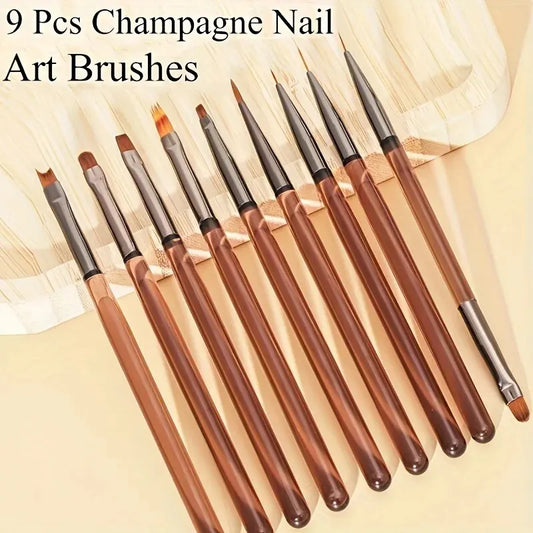 Unlock Your Creativity with 9PCS UV Gel Nail Brush Set - Perfect for DIY Nail Art and Manicure Masterpieces!