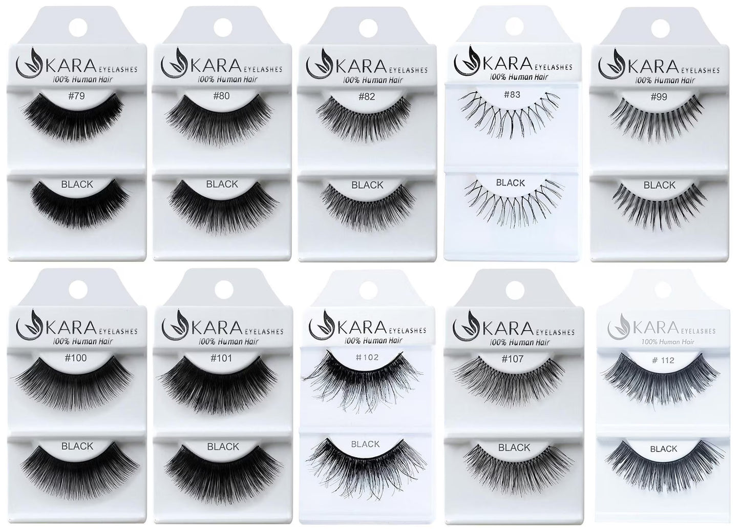 Elevate Your Look with 6 or 12 Pairs of Luxurious Kara Beauty 100% Human Hair False Eyelashes