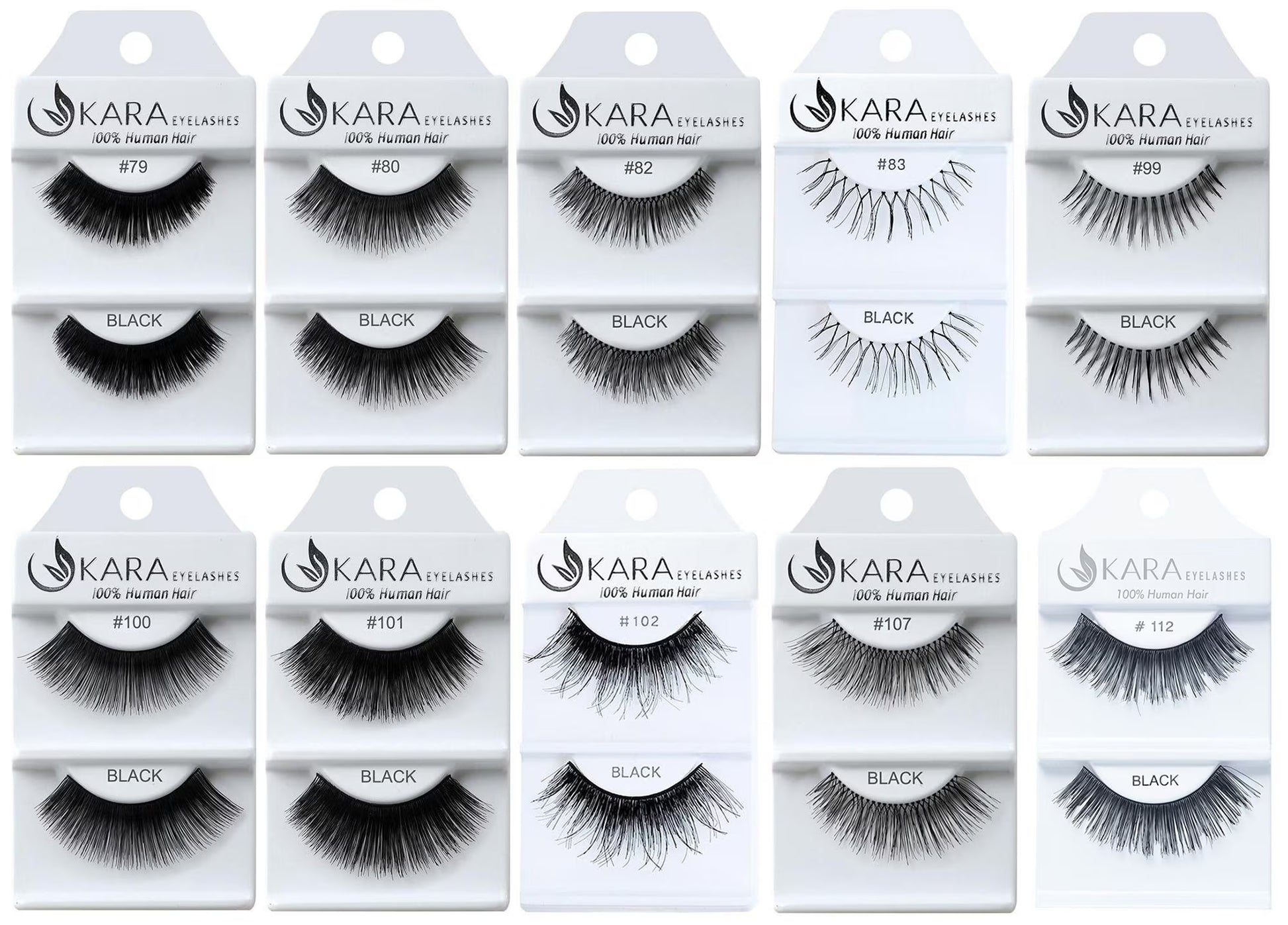 Elevate Your Look with 6 or 12 Pairs of Luxurious Kara Beauty 100% Human Hair False Eyelashes