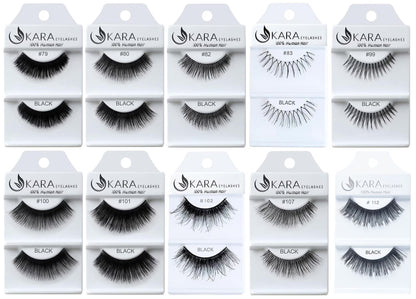 Elevate Your Look with 6 or 12 Pairs of Luxurious Kara Beauty 100% Human Hair False Eyelashes