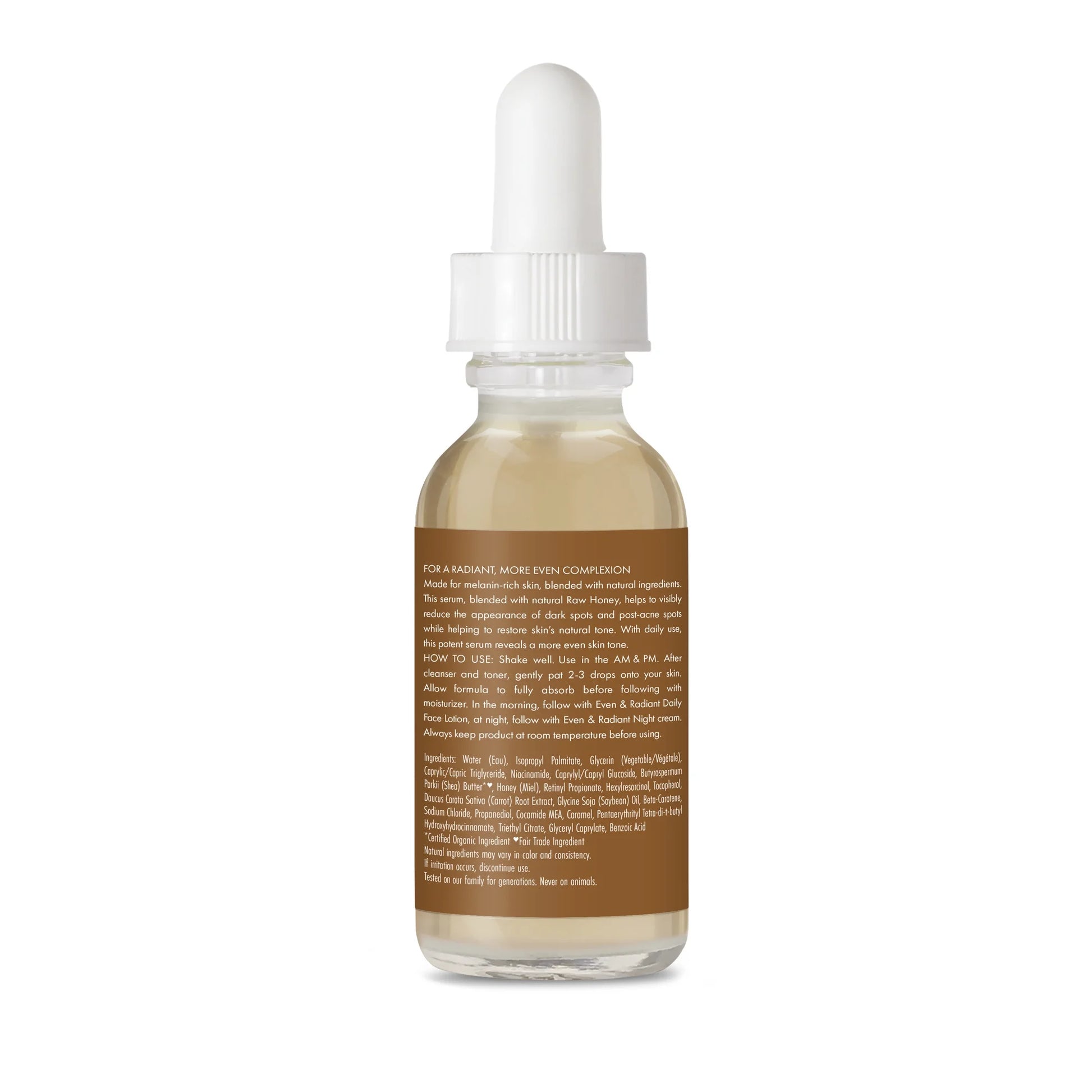 Even & Radiant Face Serum Skin Care for Uneven Skin Tone Dark Spot Corrector with Raw Honey 1 Fl Oz.