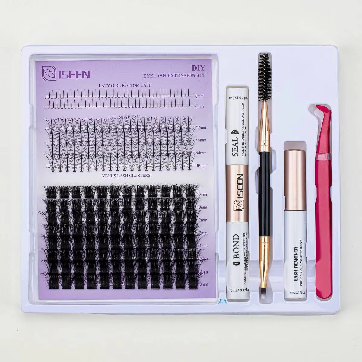 Elevate Your Look with Our DIY Lash Extension Kit – Mix Styles of Lash Clusters, Bond & Seal Remover, Tweezers, and Lash Brush for Flawless Self-Application!