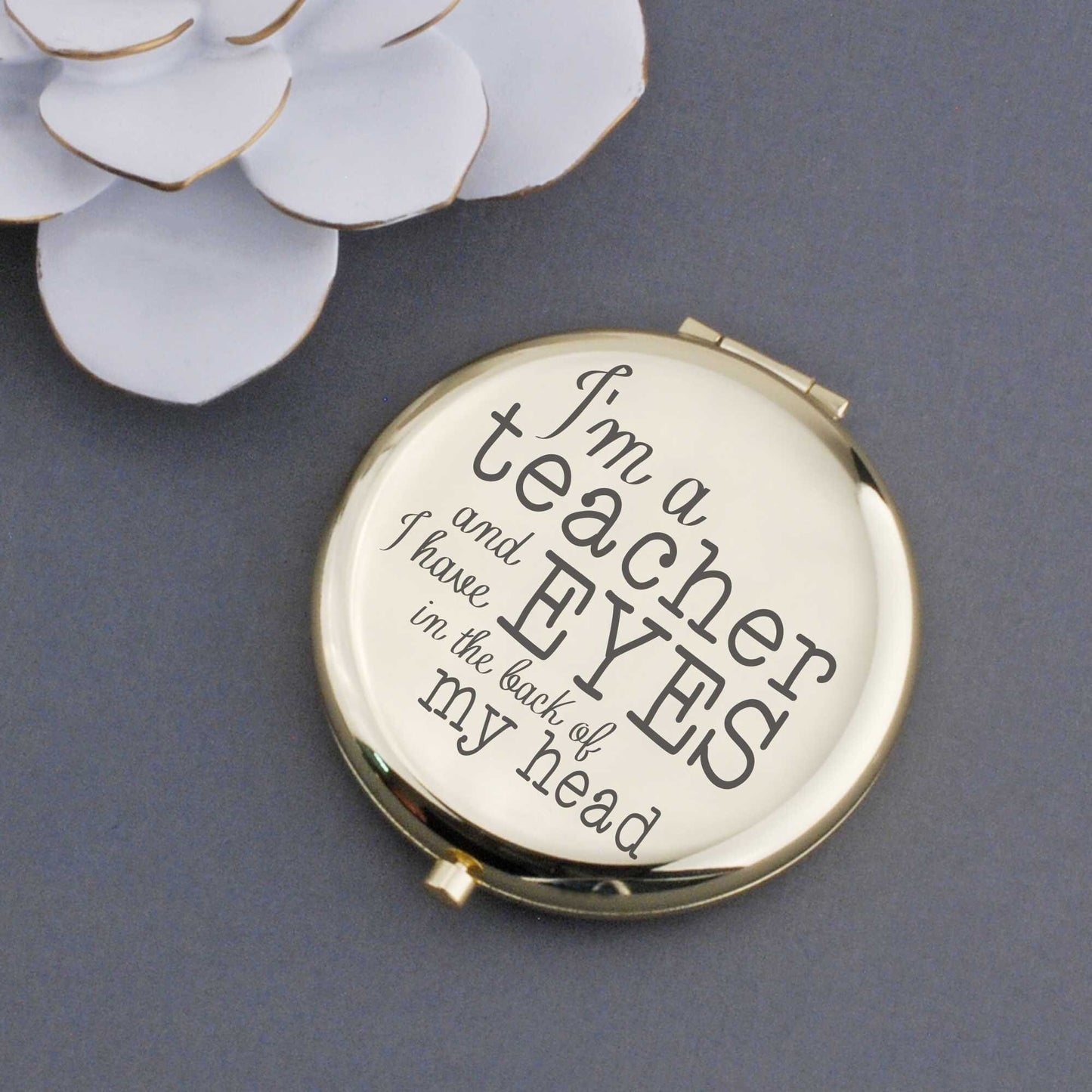 Gifts for Teacher Coworker, Eyes on the Back of My Head Compact Mirror, Gifts for Teacher Funny, Engraved Pocket Mirror for Teacher