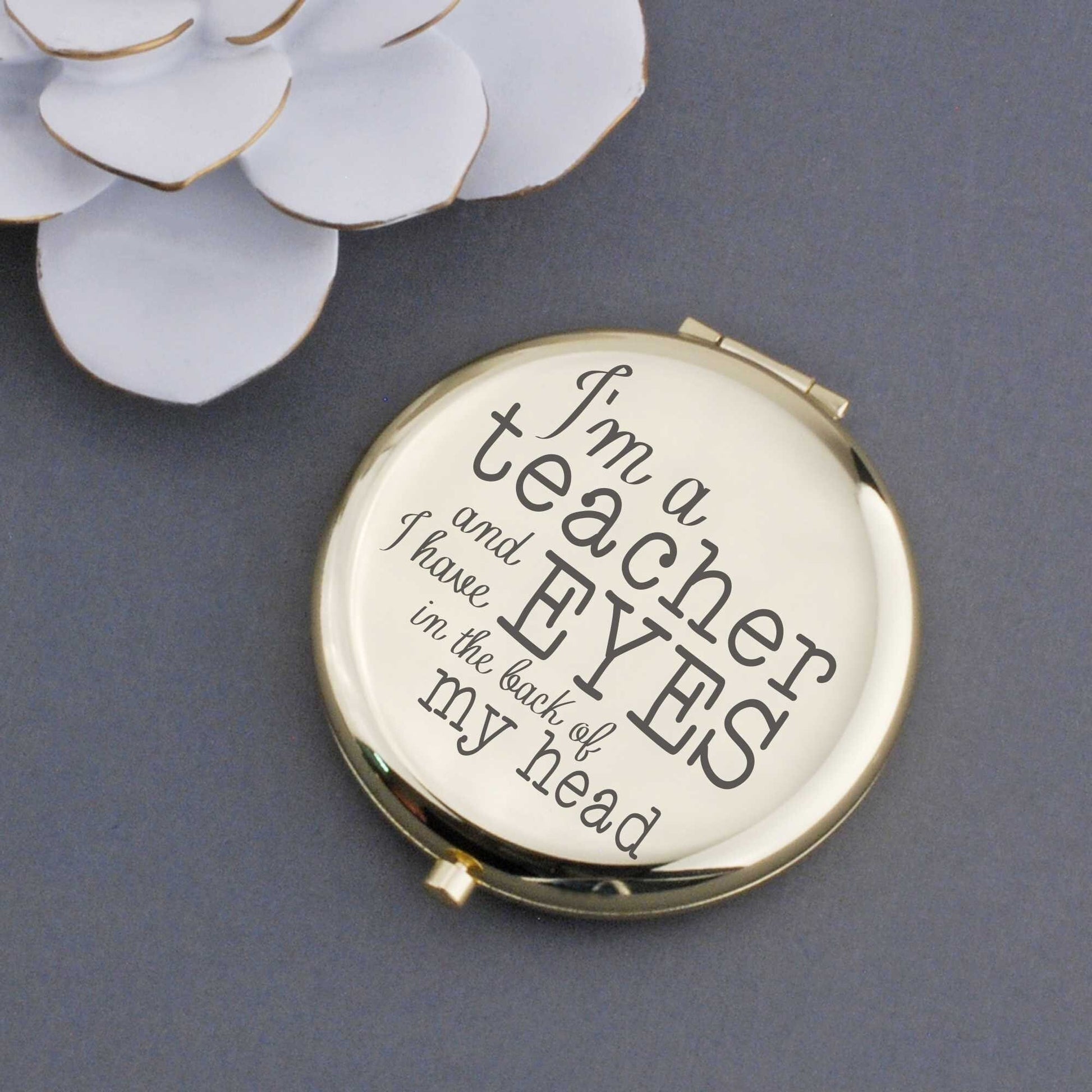 Gifts for Teacher Coworker, Eyes on the Back of My Head Compact Mirror, Gifts for Teacher Funny, Engraved Pocket Mirror for Teacher