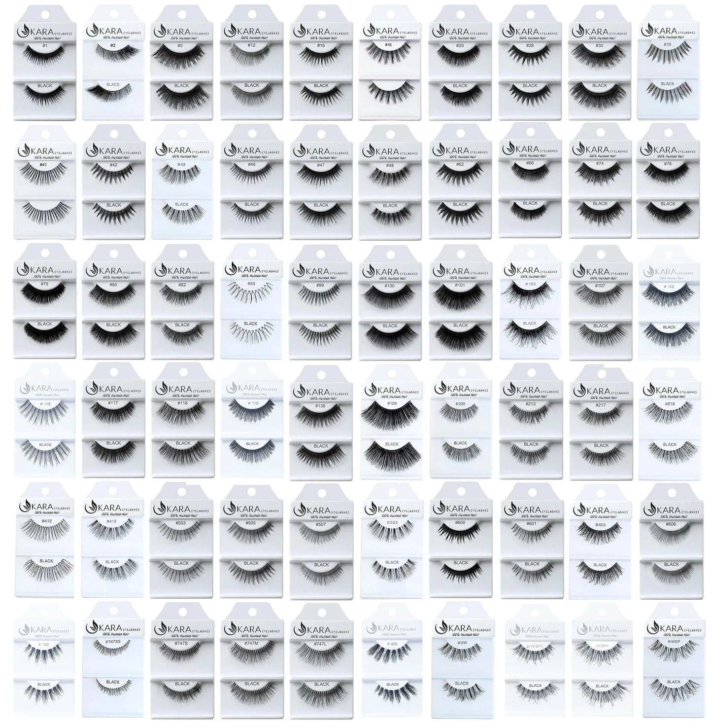 Elevate Your Look with 6 or 12 Pairs of Luxurious Kara Beauty 100% Human Hair False Eyelashes