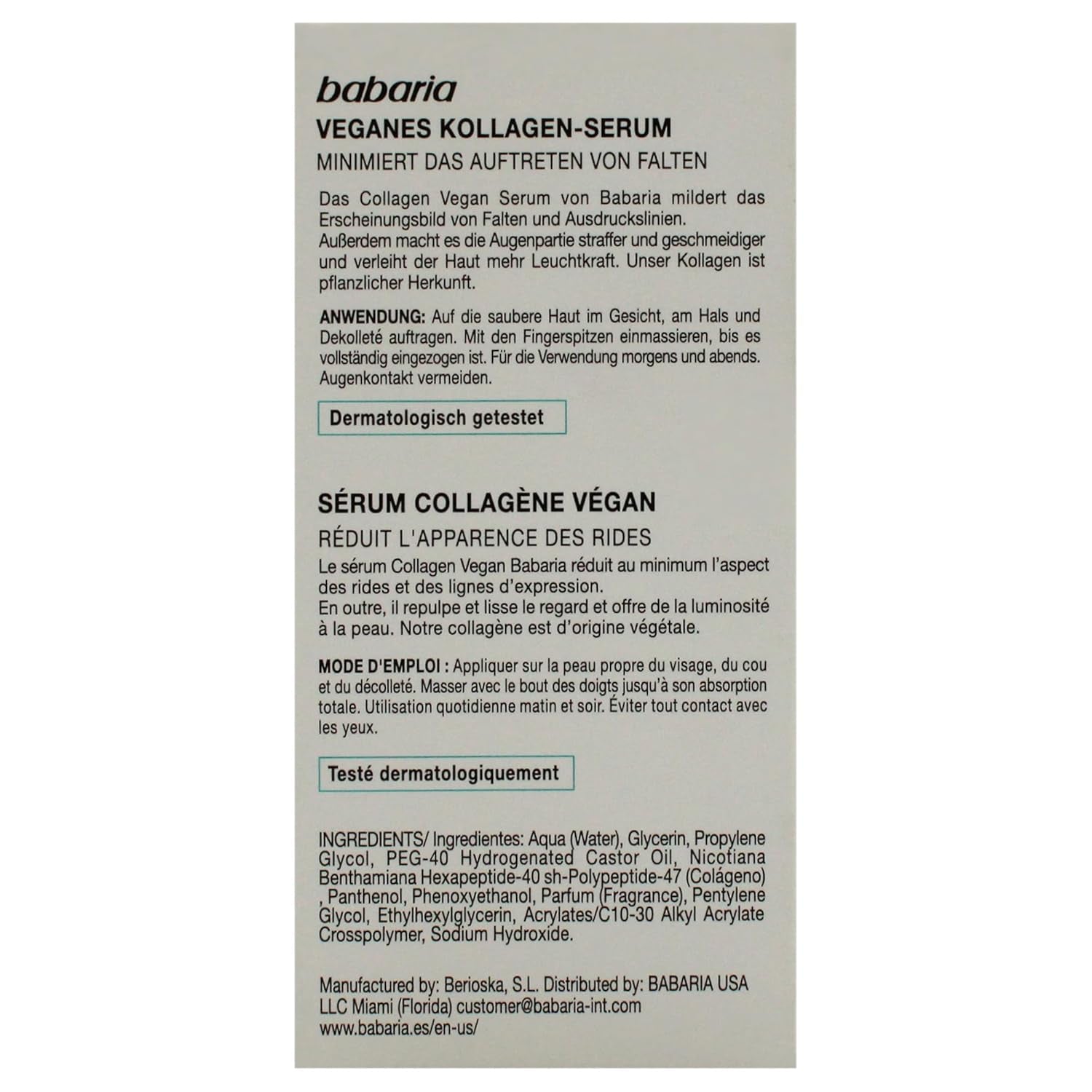 Revitalize Your Skin with Babaria's Collagen Vegan Serum - Nature's Anti-Aging Solution for Firmness and Elasticity - 1 Oz