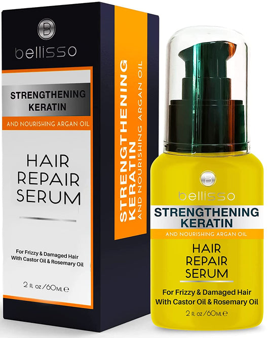 Transform Your Hair with Bellisso Keratin Hair Serum - Ultimate Heat Protection & Anti-Frizz Control for Luxurious Shine and Repair