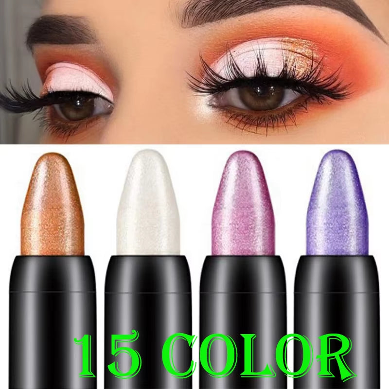 15-Color Waterproof Glitter Eyeshadow & Eyeliner Stick Set