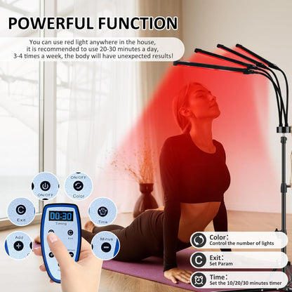 Red Light Therapy for Body, 940&850&660Nm 180Leds Infrared Light Therapy Device with Stand, Red Light Therapy Lamp for Leg, Back at Home