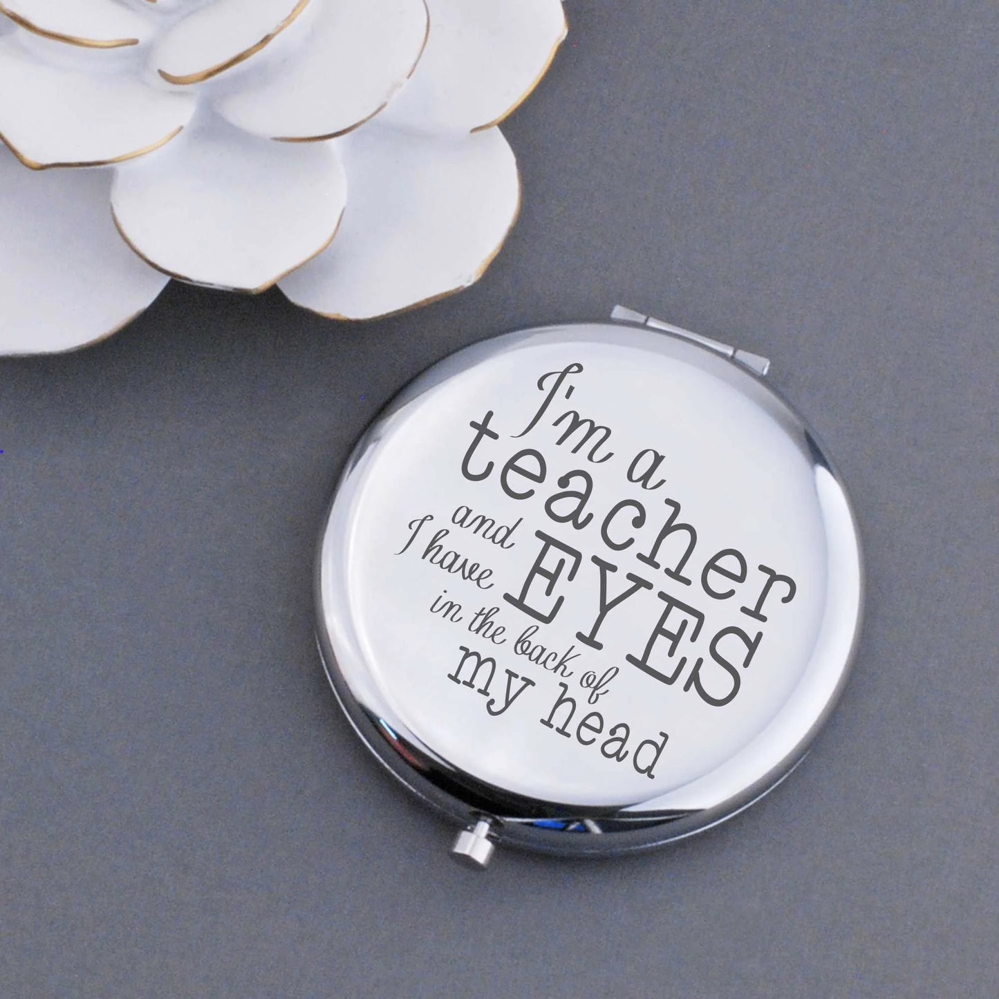 Gifts for Teacher Coworker, Eyes on the Back of My Head Compact Mirror, Gifts for Teacher Funny, Engraved Pocket Mirror for Teacher