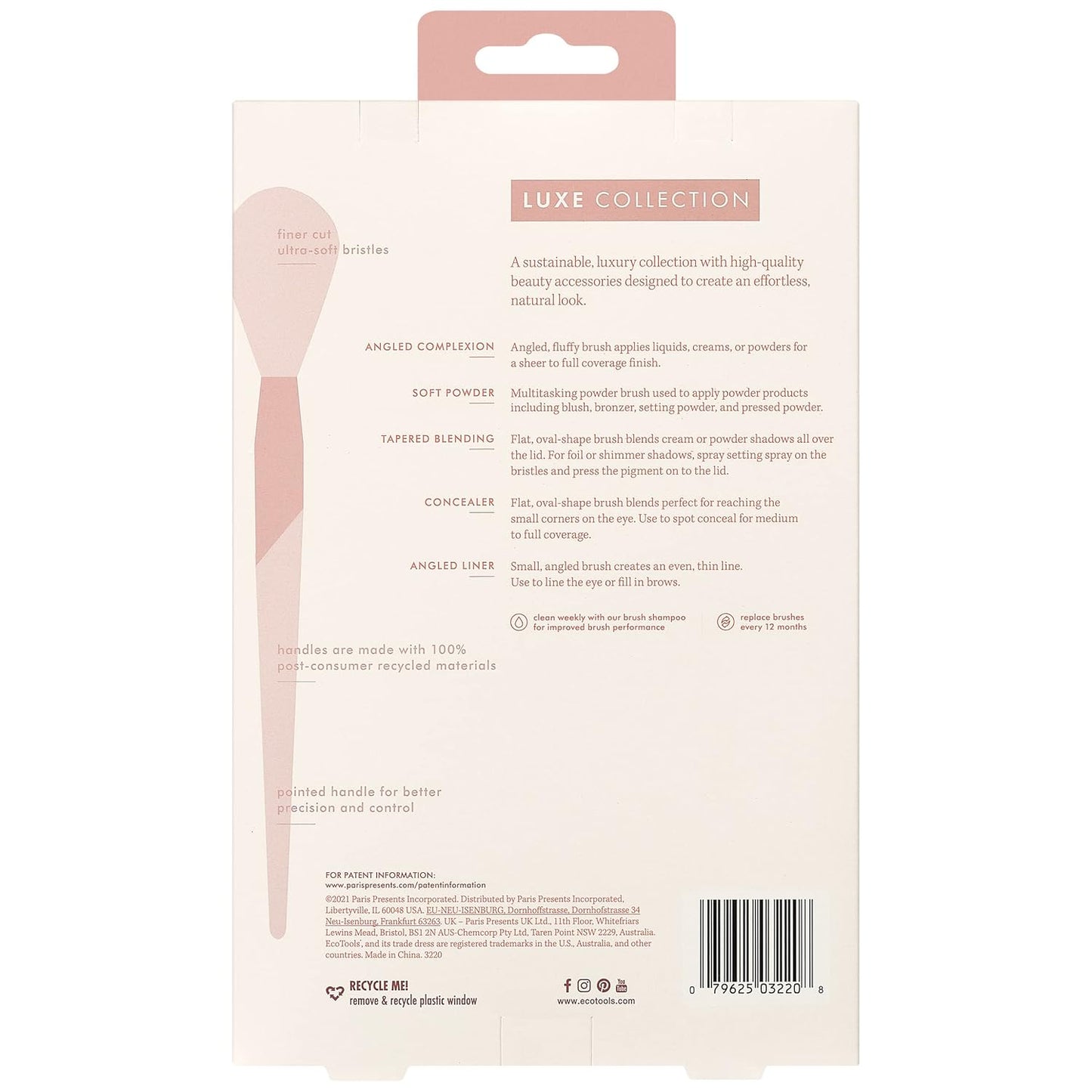 Luxe Natural Elegance Professional Face Makeup & Foundation Brush Set, Premium Brush Kit for Face, Cheek, & Eye Makeup, Synthetic Makeup Brushes, Vegan & Cruelty-Free, 5 Piece Set