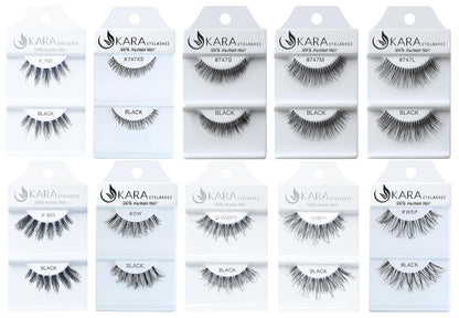 Elevate Your Look with 6 or 12 Pairs of Luxurious Kara Beauty 100% Human Hair False Eyelashes