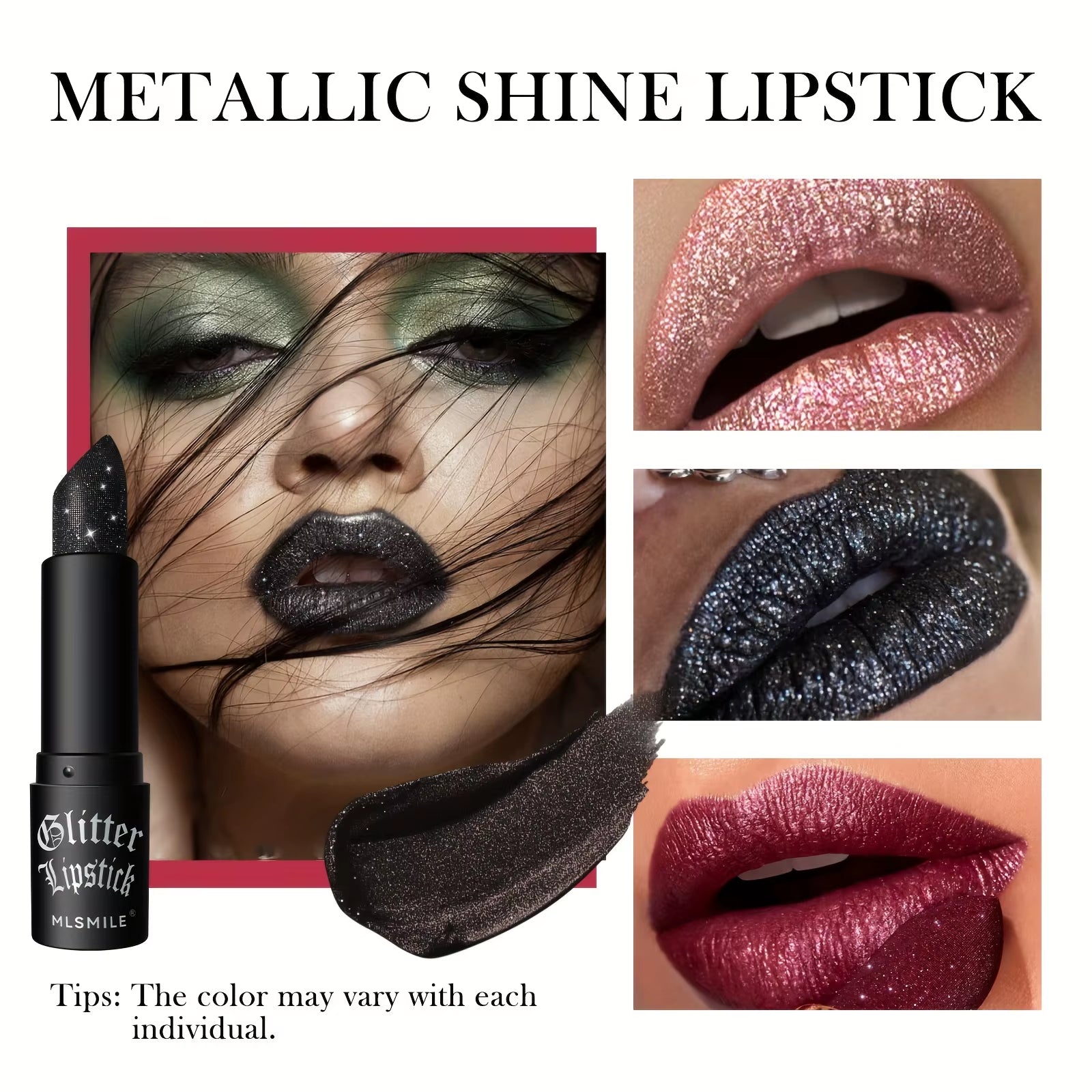 Illuminate Your Lips with Our 7 Colors Glitter Lipstick - Hydrating, Sparkling Shine for a Stunning Metallic Finish!