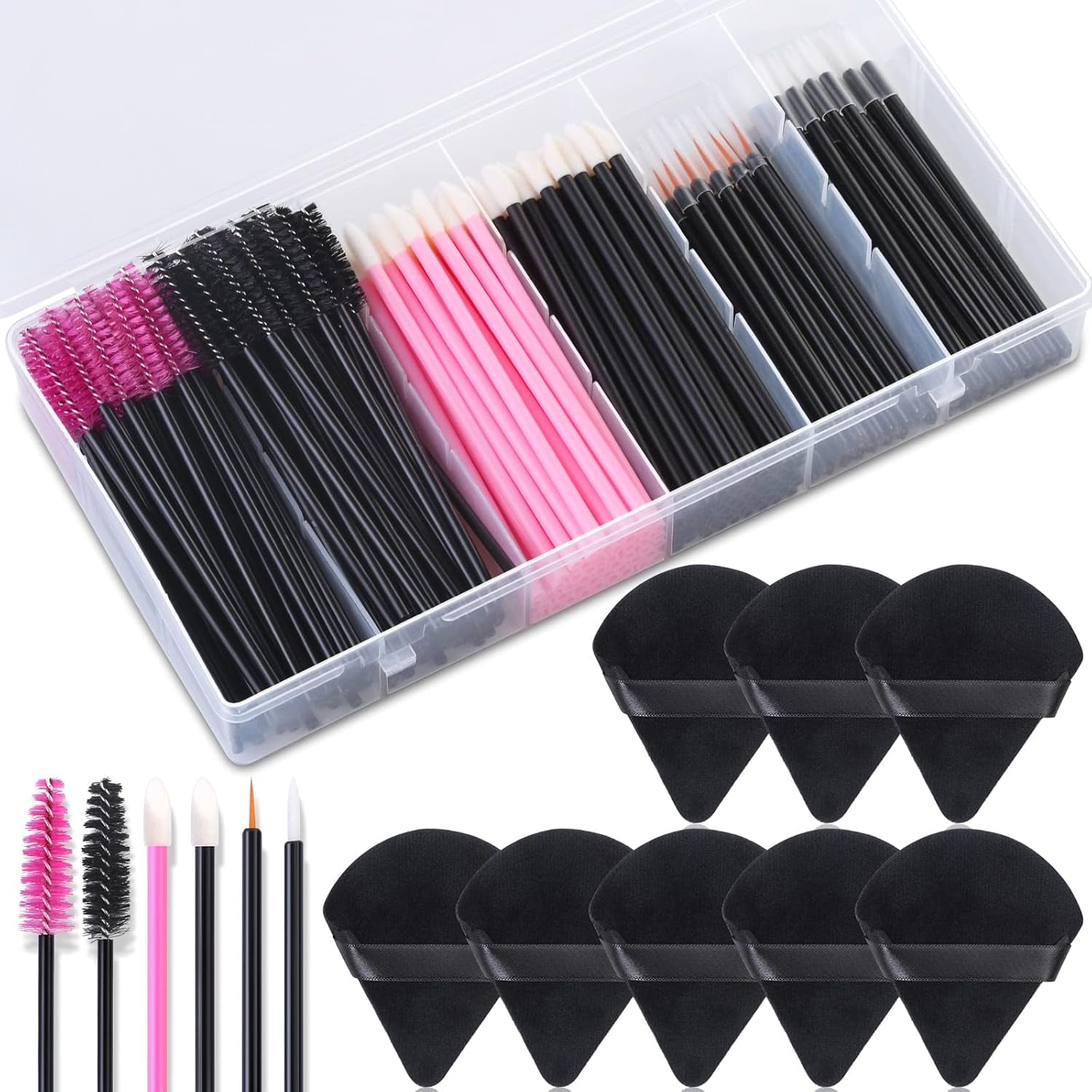 Ultimate 248-Piece Disposable Makeup Applicator Kit: Triangle Puffs, Mascara Wands, and Lip Brushes for Flawless Beauty Application