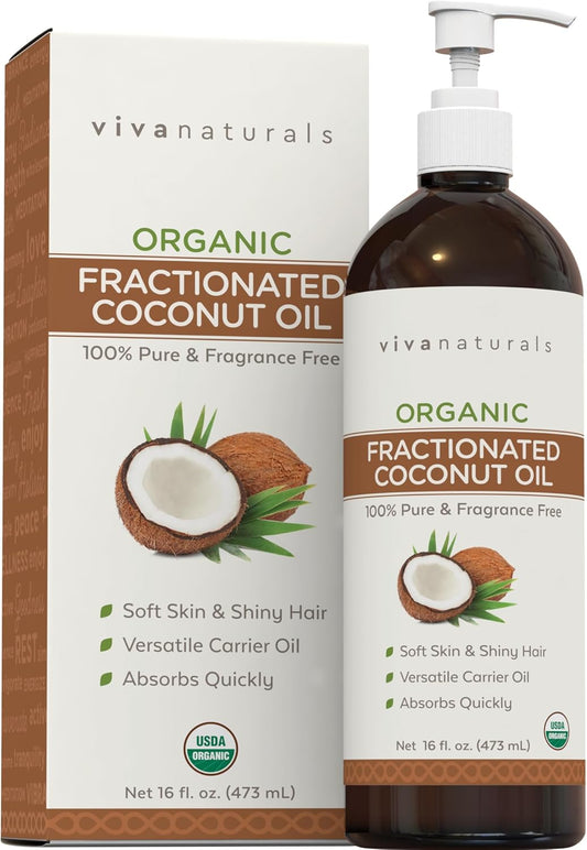 Revitalize Your Skin and Hair with Organic Fractionated Coconut Oil - 16 Fl Oz Moisturizer, Massage & Carrier Oil