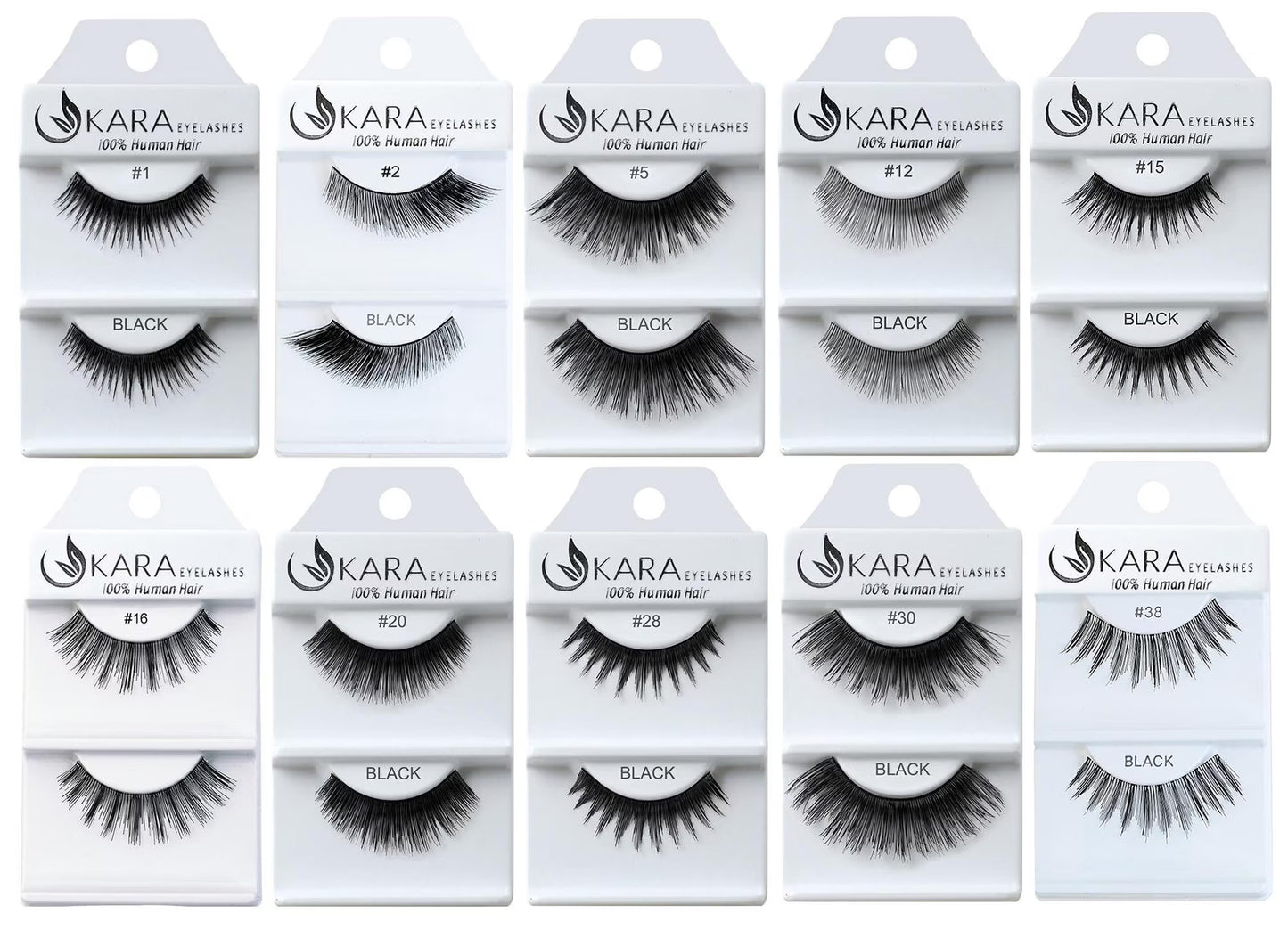 Elevate Your Look with 6 or 12 Pairs of Luxurious Kara Beauty 100% Human Hair False Eyelashes