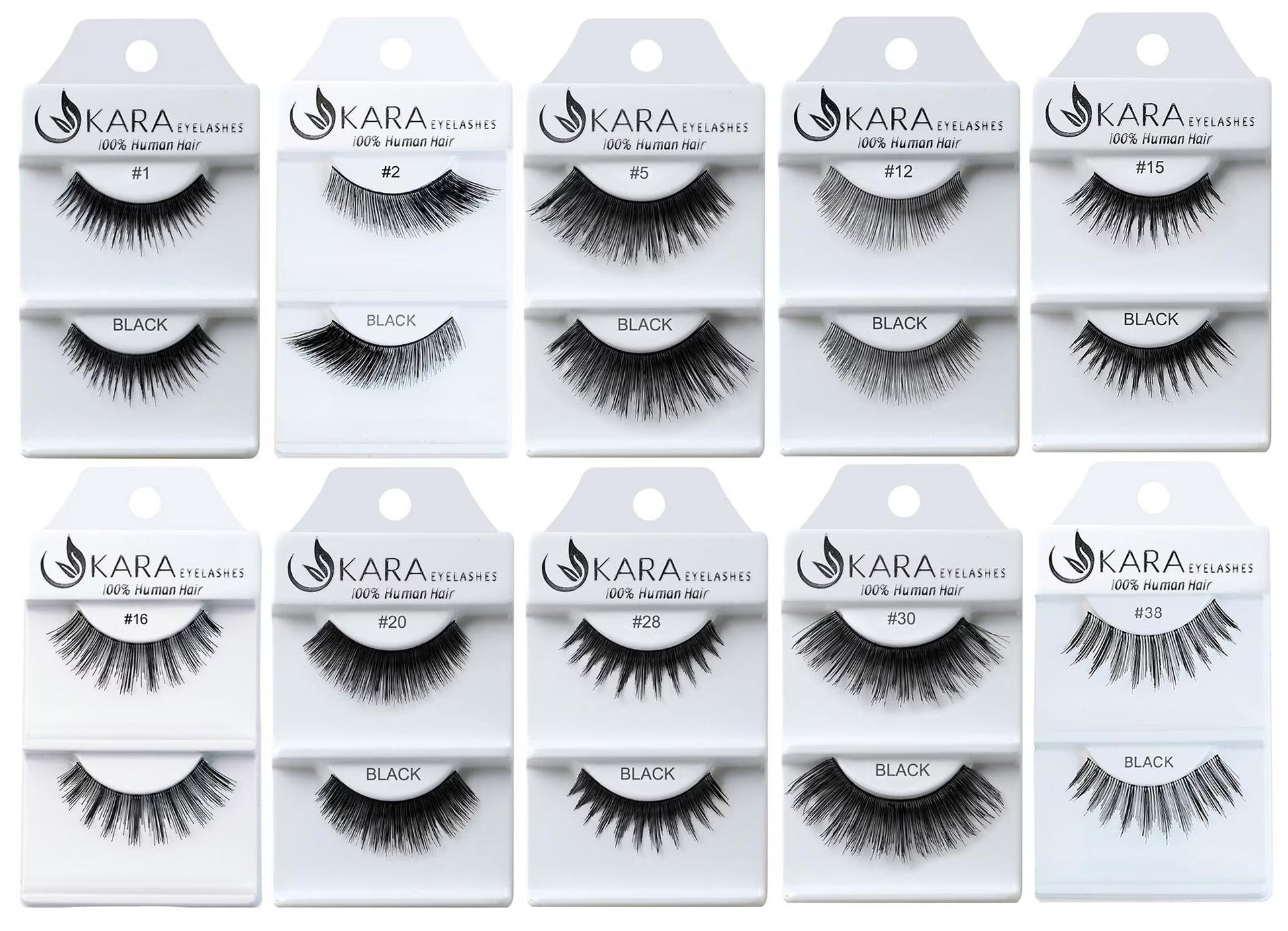 Elevate Your Look with 6 or 12 Pairs of Luxurious Kara Beauty 100% Human Hair False Eyelashes
