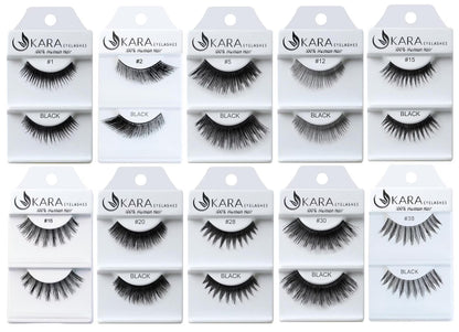 Elevate Your Look with 6 or 12 Pairs of Luxurious Kara Beauty 100% Human Hair False Eyelashes