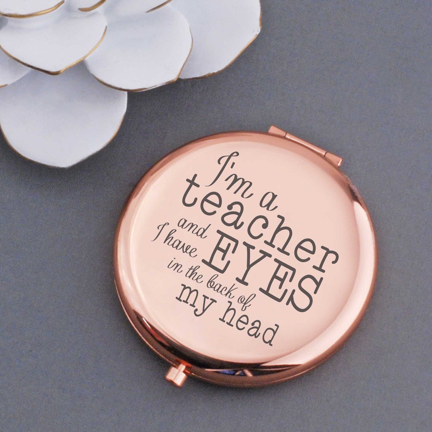 Gifts for Teacher Coworker, Eyes on the Back of My Head Compact Mirror, Gifts for Teacher Funny, Engraved Pocket Mirror for Teacher
