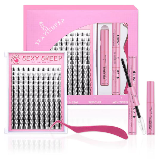 Elevate Your Look with Our DIY Lash Extension Kit – Mix Styles of Lash Clusters, Bond & Seal Remover, Tweezers, and Lash Brush for Flawless Self-Application!