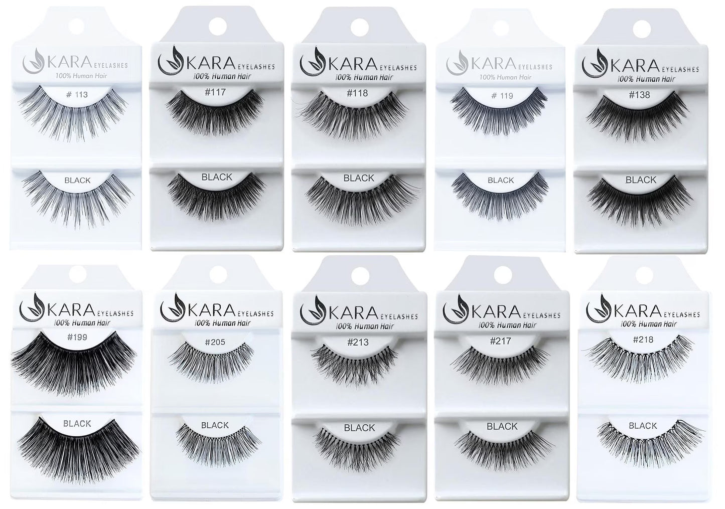 Elevate Your Look with 6 or 12 Pairs of Luxurious Kara Beauty 100% Human Hair False Eyelashes