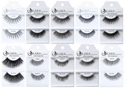 Elevate Your Look with 6 or 12 Pairs of Luxurious Kara Beauty 100% Human Hair False Eyelashes