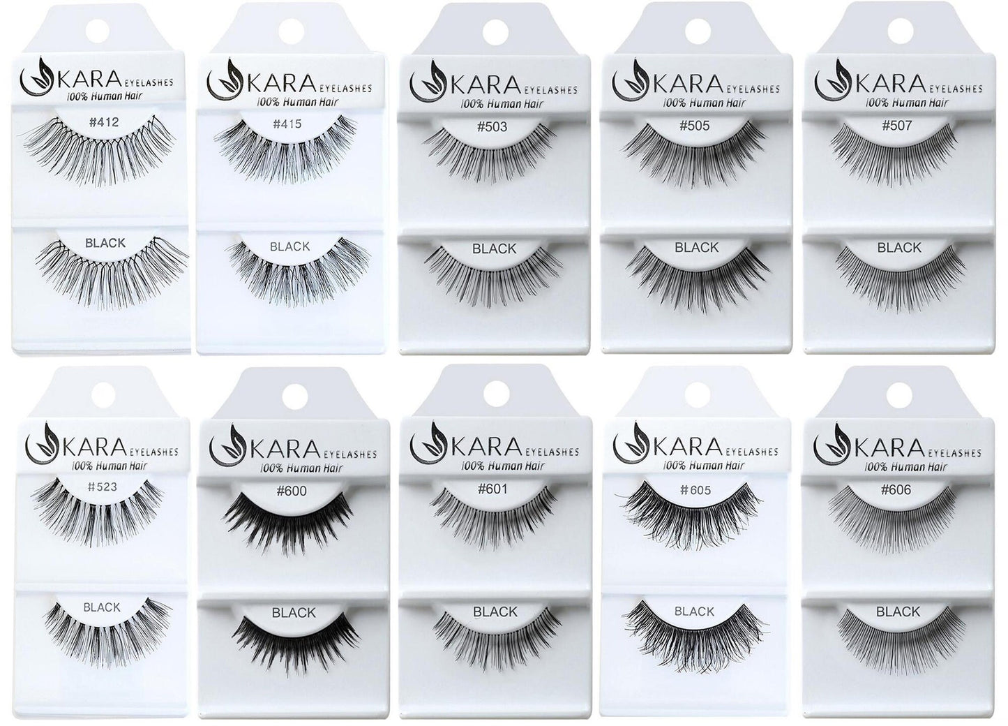 Elevate Your Look with 6 or 12 Pairs of Luxurious Kara Beauty 100% Human Hair False Eyelashes